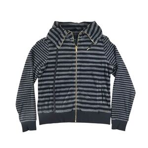 Calvin Klein Black and Gold Zip-Up Y2K Velour Sweatshirt